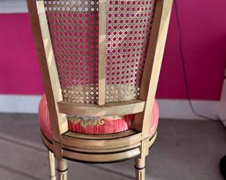 Hollywood Regency Cane Back Chair Upholstered in Pat Freund Design for P/Kauffman Fabric. Photo 4 of 4.