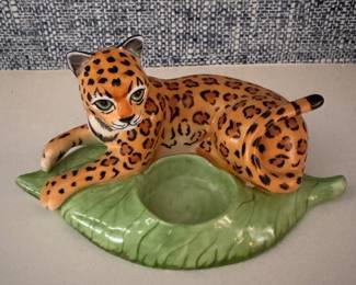 Lynn Chase Jaguar Jungle Votive Candle Holder. Measures 6" L x 2 1/2" W. Photo 1 of 3.