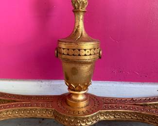 French Neoclassical Style Demilune Console Table Centered by Urn Finial. Photo 4 of 5.