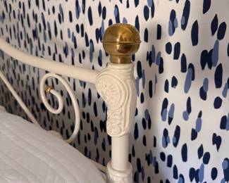 Wrought Iron Day Bed with Brass Finials. Measures 80" L x 39"D x 411/2" H (26"H Mattress ). Photo 3 of 3.