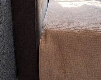 Pottery Barn Teen Cushy Upholstered Platform Corner Bed - Queen Size. Measures 84"L x 64"W x 33"H. Photo 2 of 3.