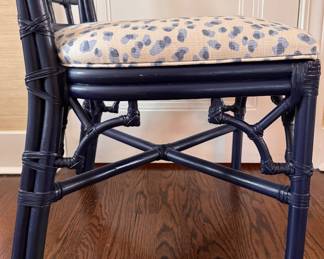 Set of 6 Palm Beach Regency Sourced Chinese Chippendale Dining Chairs. Two Arm Chairs & 4 Side Chairs with Custom Ballard Designs Cushions. Each Measures 38" H x 20 1/2" W x 19" D. Photo 6 of 6.