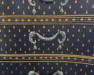 Chelsea House Serpentine Front Black Lacquered Chest of Drawers. Measures 36.5" W x 21.25" D x 32" H. Photo 2 of 8.