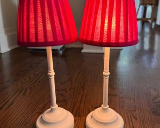 Pair of Cordless Task Lamps with Pink Shades. Photo 1 of 2.
