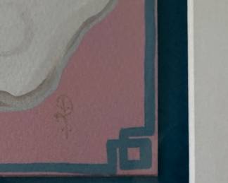 Paige Gemmel "White Dogs on Pink," Measures 17" x 17" Overall. Photo 2 of 2.