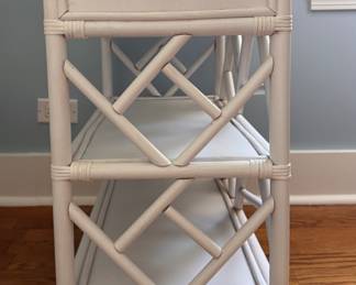Hollywood Regency Faux Bamboo Side Table. Needs Repair. Measures 22" W x 12 1/2" D x 26"H. Photo 3 of 4.