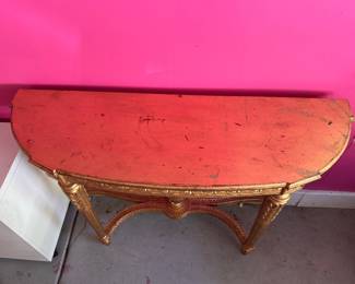 French Neoclassical Style Demilune Console Table Centered by Urn Finial. Photo 5 of 5.