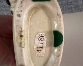 Pair of Japanese Reproduction Staffordshire Dogs Sitting with Baskets. Each Measures 6 1/2"H x 4 1/2" W. Photo 3 of 3.