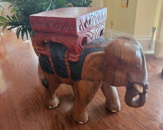 Carved wooded elephant plant stand $85