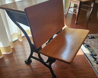 Antique cast iron and hardwood school desk $100