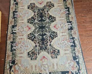 Wool Needlepoint Area Rug - Elephant Procession Design $200