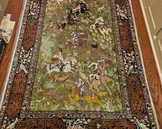 Persian Pictorial Hunting Rug $300