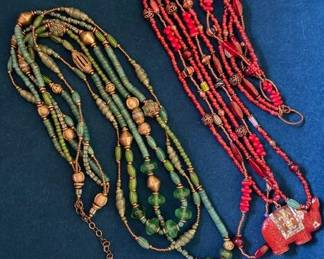 Katherine Moffatt Beverly Hills artisan jewelry - antique red heart trade beads and other antique beads and findings