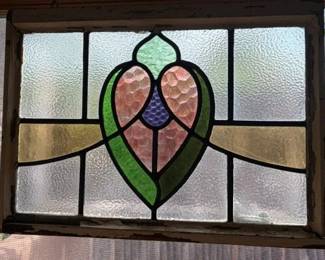 Antique stained glass panel