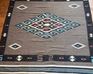 Spectacular Rio Grande weaving, ca 1920, 74" x 52"