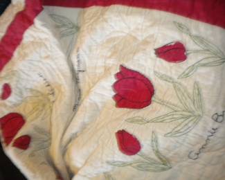 Friendship quilt with some damage     local names