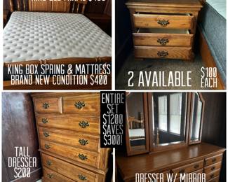 Stunning oak king sized bedroom set