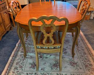 Dining Room-Thomasville table with 4 leaves and six chairs, 4 side & 2 arms