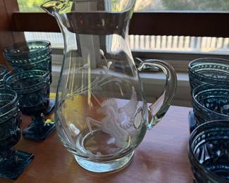 Sunroom-unicorn etched pitcher