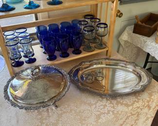 Sunroom-silverplate casserole & heavy tray