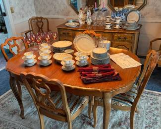 Dining Room-Noritake Edgewood set, pink stemware