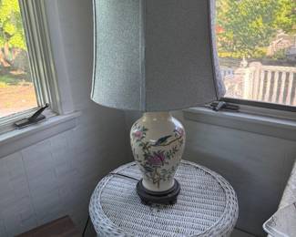 Sunroom-wicker stand, lamp