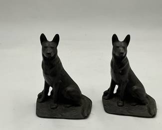 vintage cast iron German Shepherd bookends