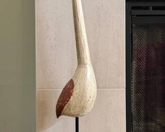 Wooden stork sculpture