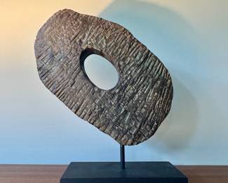 Abstract tabletop sculpture make of wood and rectangular solid base