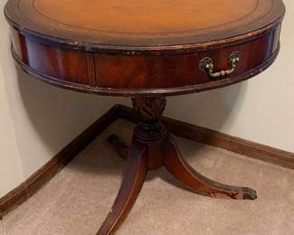 Imperial Furniture Grand Rapids mahogany leather-top drum table