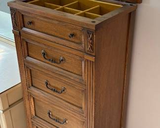 Solid Vintage Jewelry Armoire Chest
