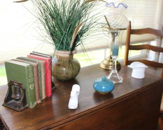 Books Candle Holder Lamp Drop Leaf Table
