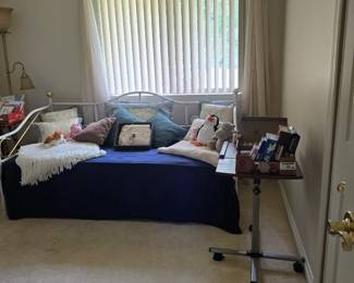 Day Bed, Linens, Moveable Stand