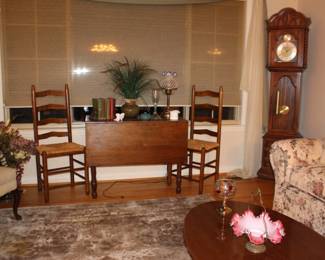 Drop Leaf Table and Rattan Chairs