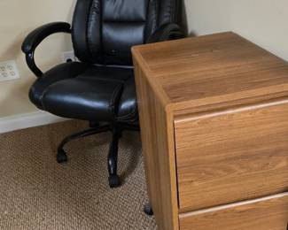 Office Chair and Wood File Cabinet