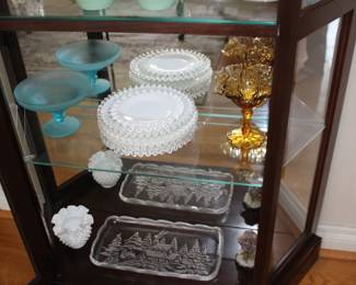 Art Glass, Fenton, Amber, Etched Dish