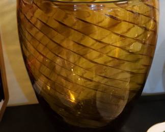 Amber Swirl Art Glass Vase