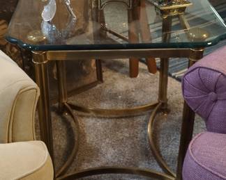 LaBarge Style Brass and Glass Side Table