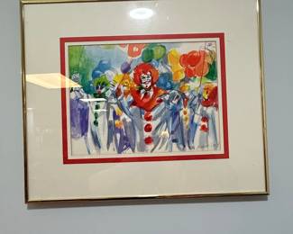 Clown Parade Watercolor Painting by Marsh Stone