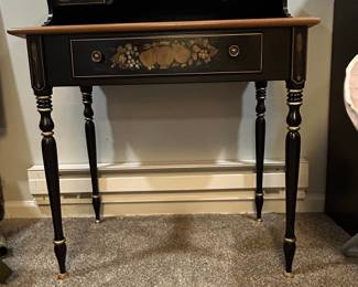 Ethan Allen Hitchcock Style Stenciled Black Lacquer Tambour Desk