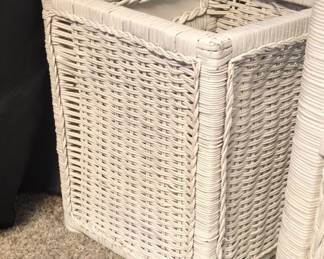 White Wicker Wastebasket