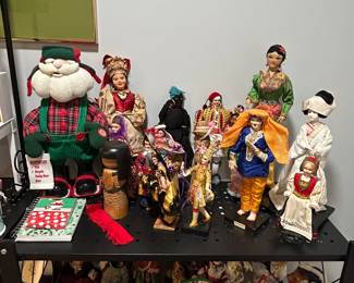 Collection of Byers' Choice Carolers and International Dolls