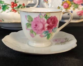 Vintage Pink Rose Teacup and Saucer Set