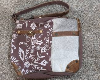 Myra Bag Albino Floral Canvas & Cowhide Shoulder Bag