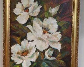 White Magnolia Oil Painting
