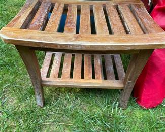 Solid Teak Shower Bench with Shelf