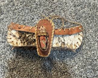 Vintage Birch Bark Papoose Cradle with Baby Doll