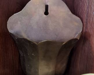 Vintage Brass Scallop Edge Wall Planter - Pair