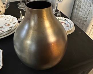Crate & Barrel Brigham Iron Vase - Gray Bronze