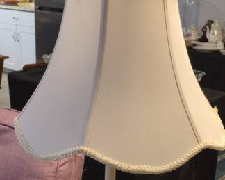 Vintage Brass Floor Lamp with Glass Tray and Shade